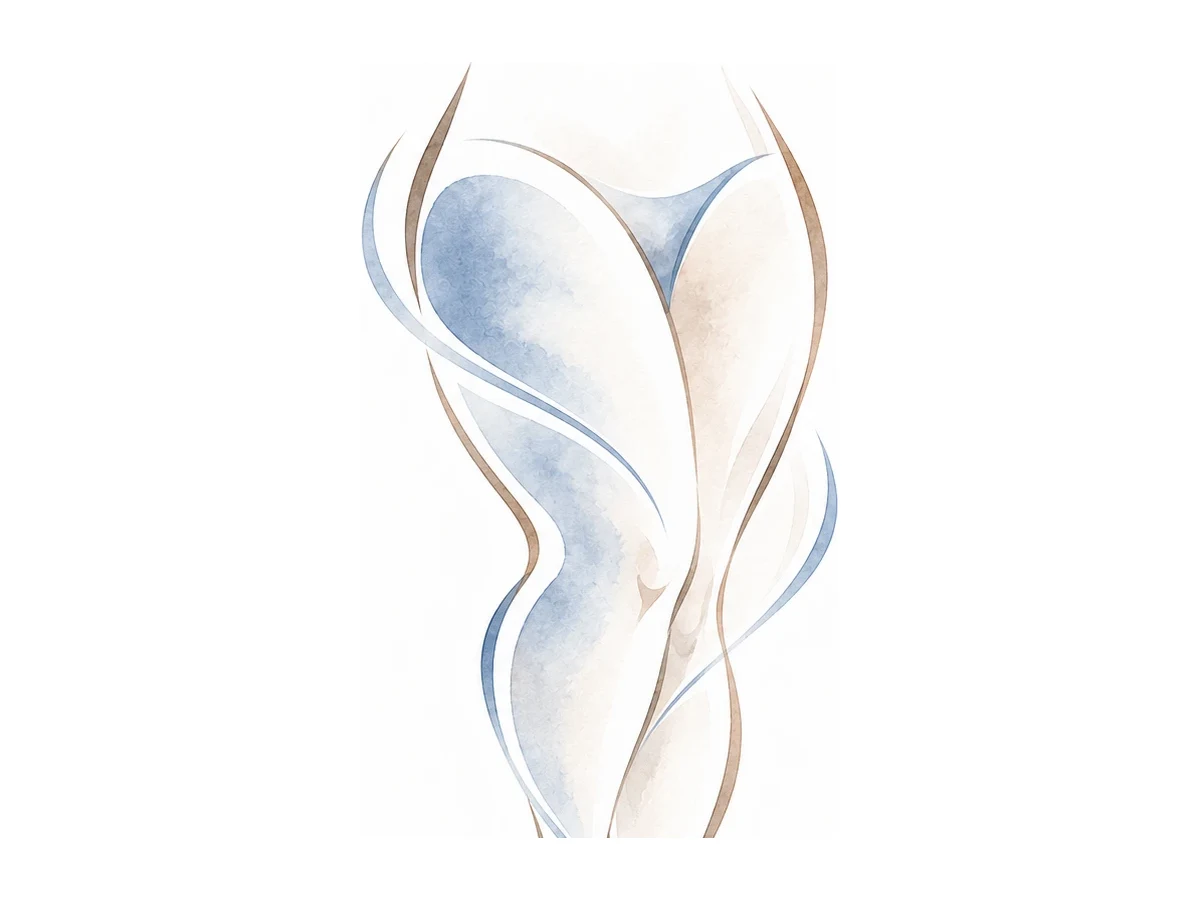 Ilustração em aquarela de pernas femininas, representando o tratamento do lipedema